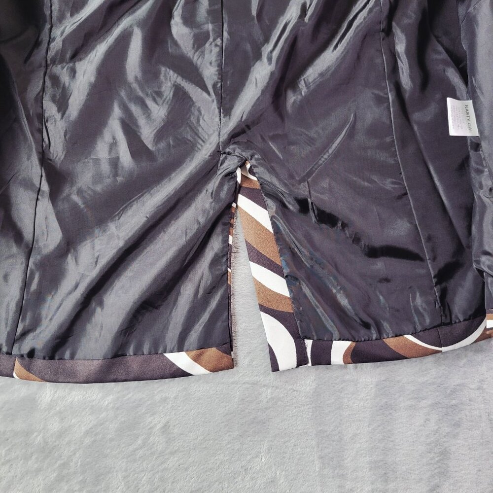 Nasty Gal Womens Blazer M Brown Black White Swirl Preppy Grunge Evening Out - Picture 8 of 13